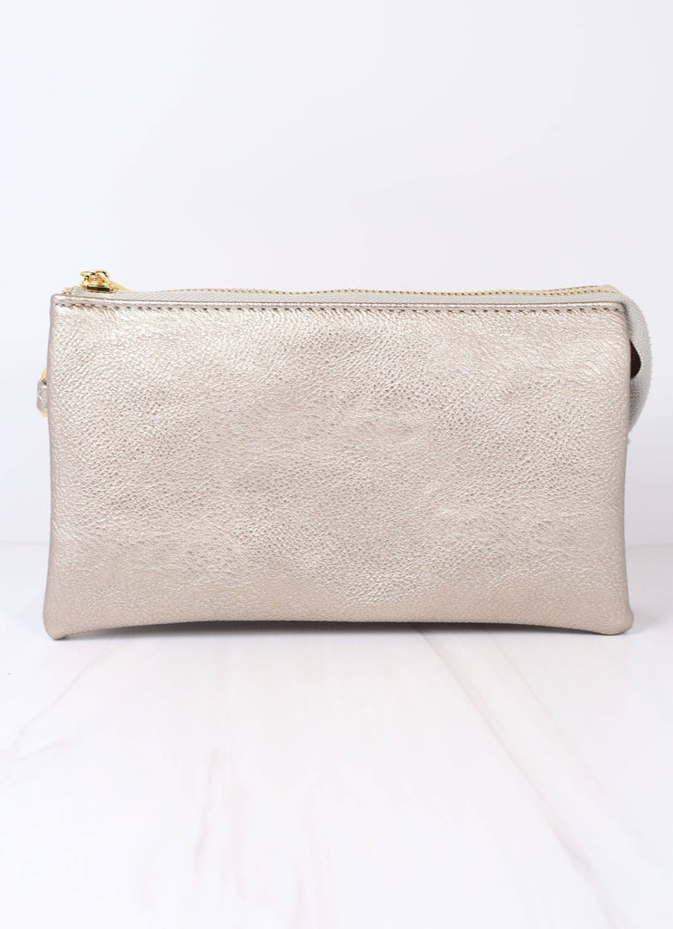 Silver Clutch Crossbody Purse