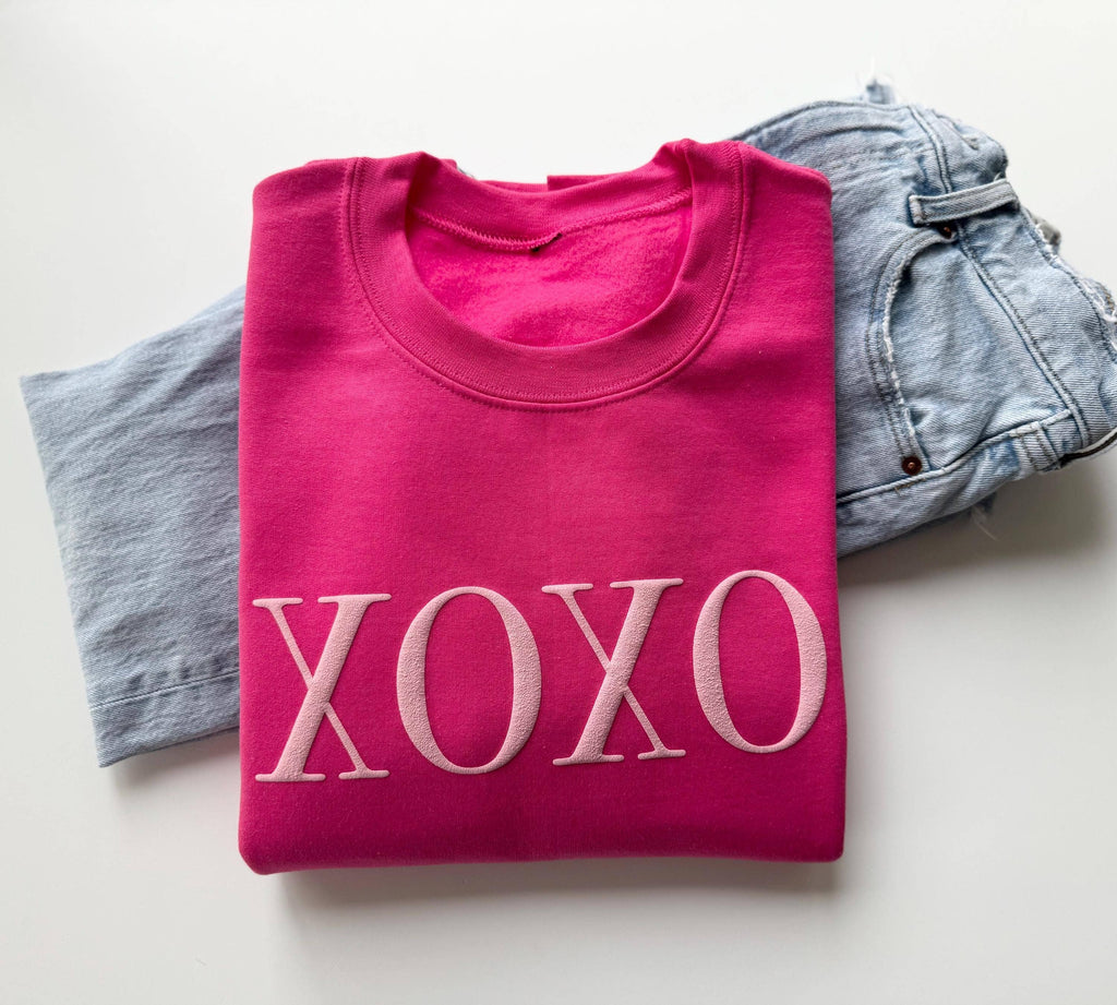 Pink Embossed Puff XOXO Sweatshirt