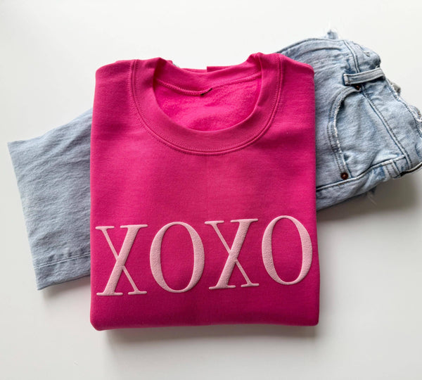 Pink Embossed Puff XOXO Sweatshirt