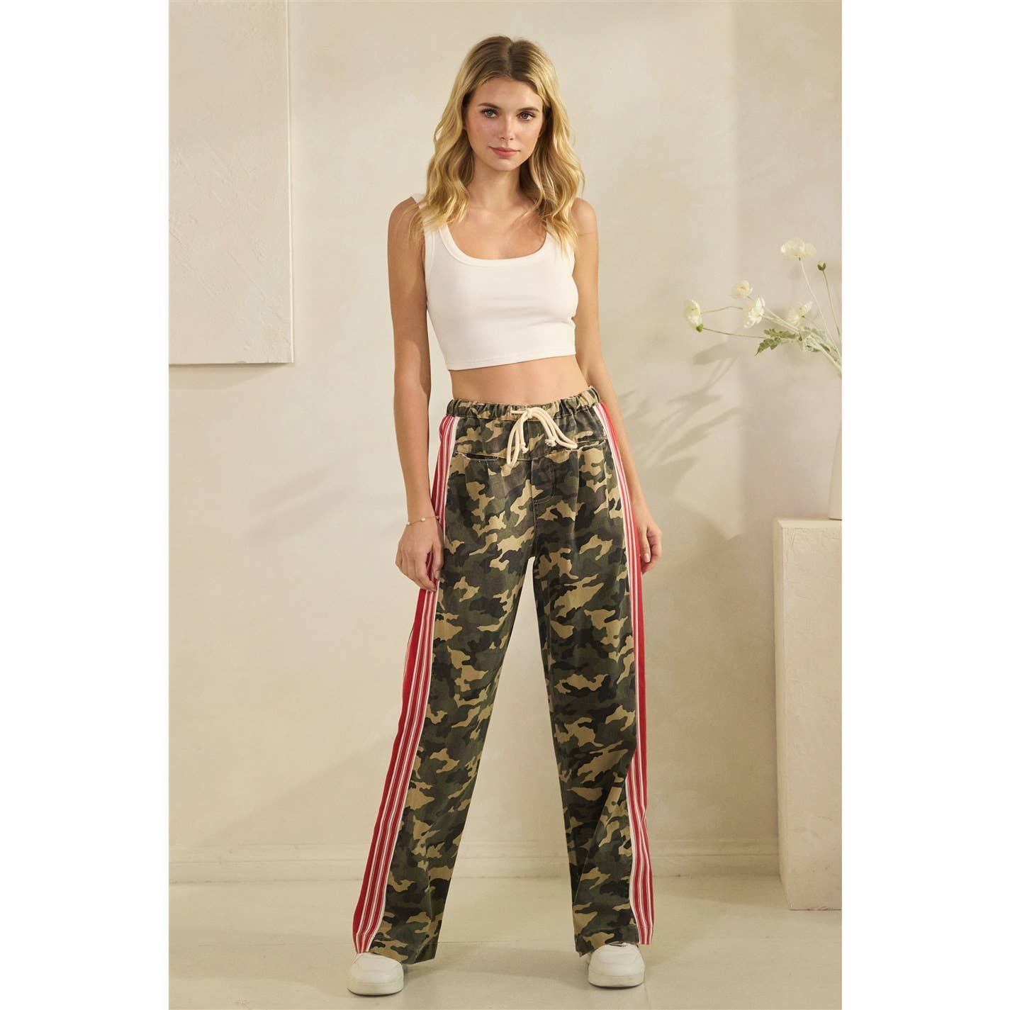 Camo Sport Striped Wide Leg Lounge Pants