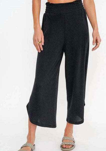 Project Social T Black Falling for You Wide Leg Crop Pant