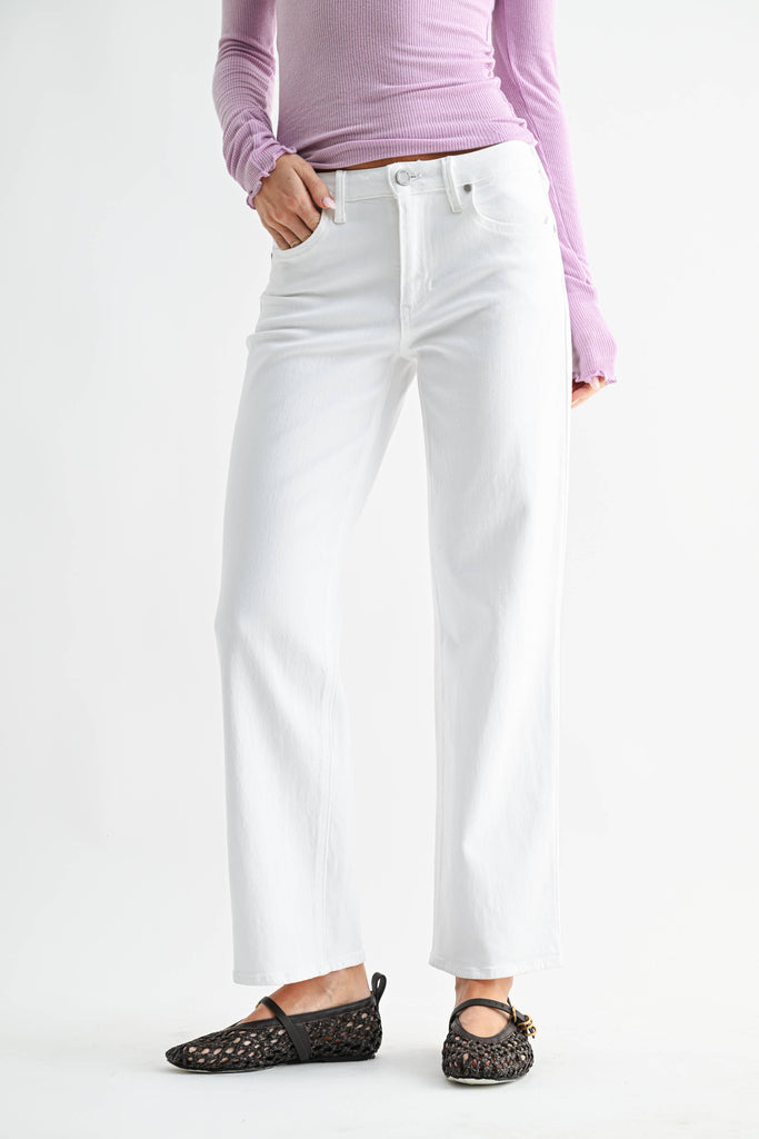Optic White Stretchy Straight Jeans
