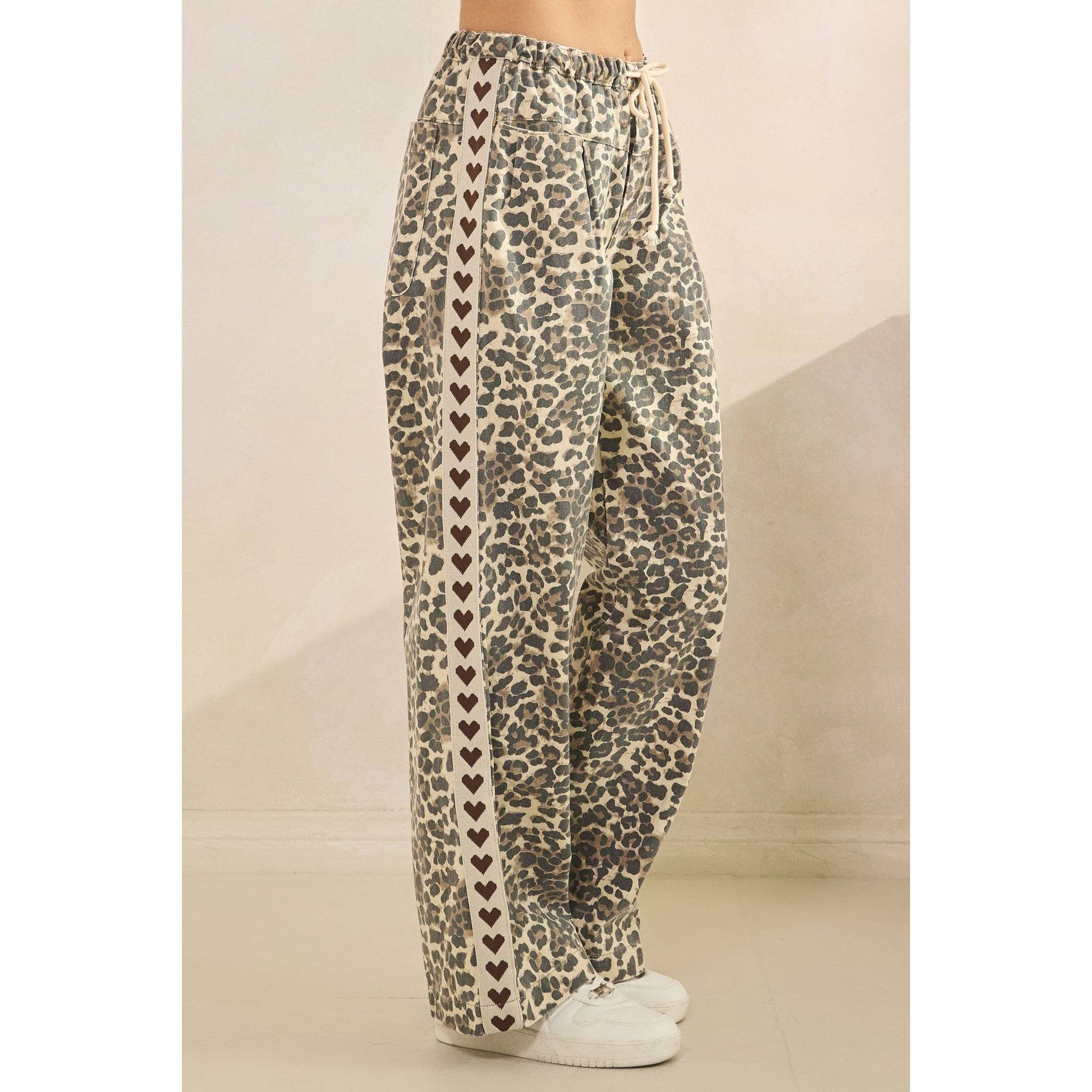 Leopard Striped Wide-Leg Pants