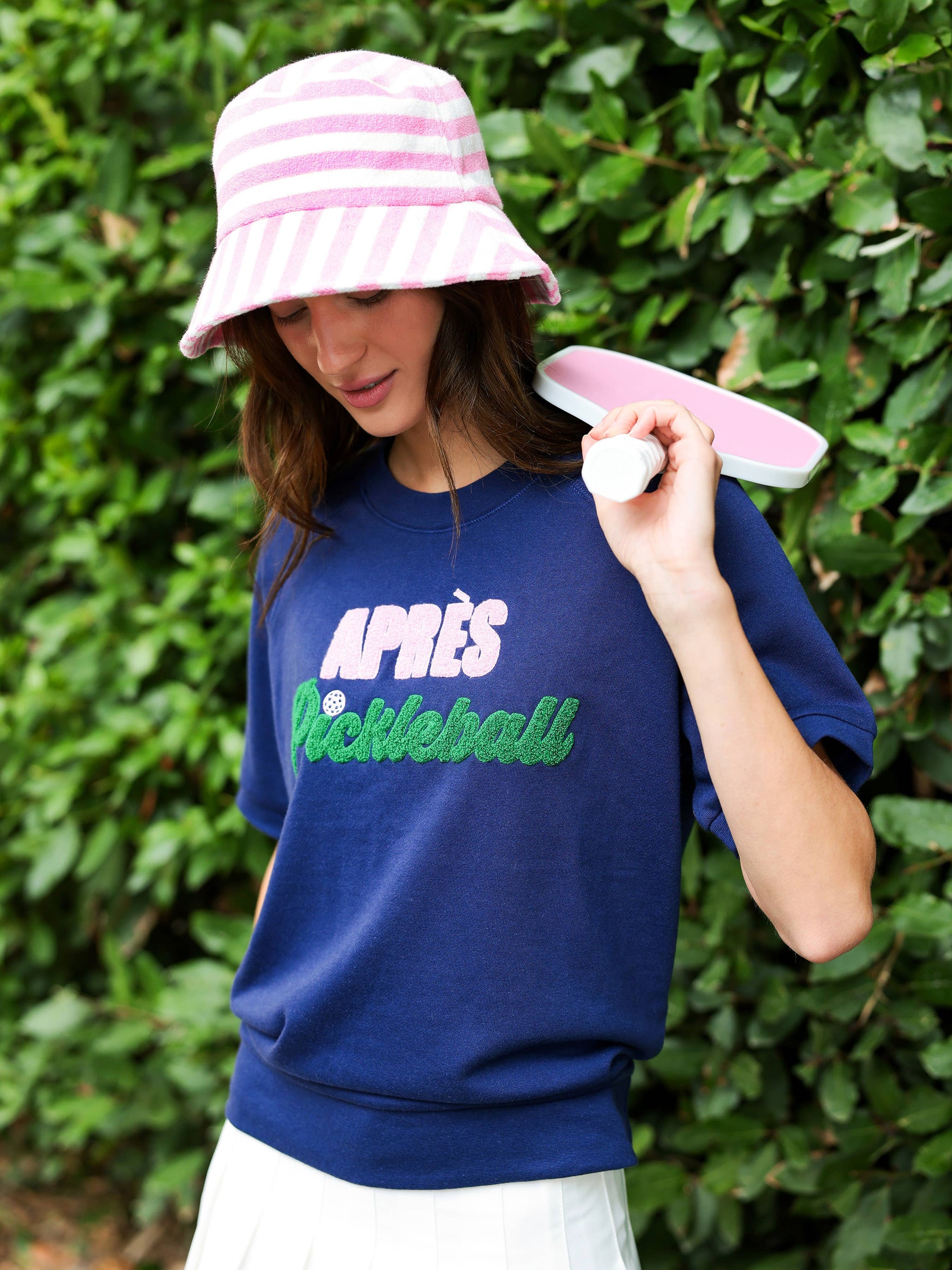 Pink White Stripe Cabana Bucket Hat