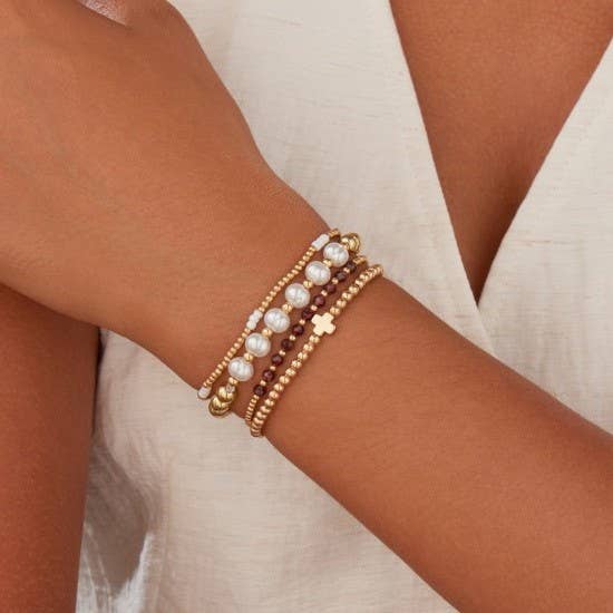 Multi Ball Pearl Chain Stretch Bracelet