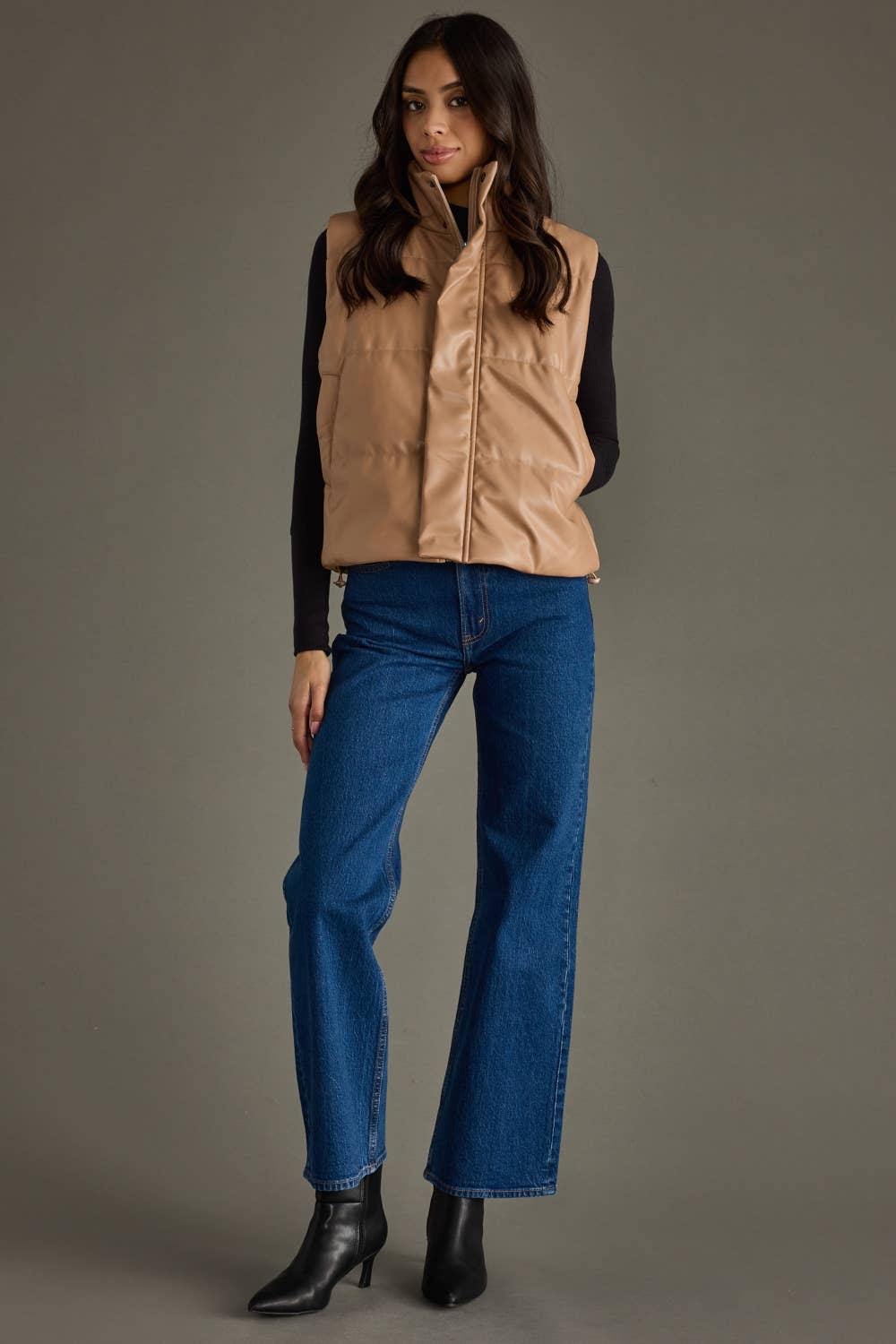 Tan Faux Leather Vest