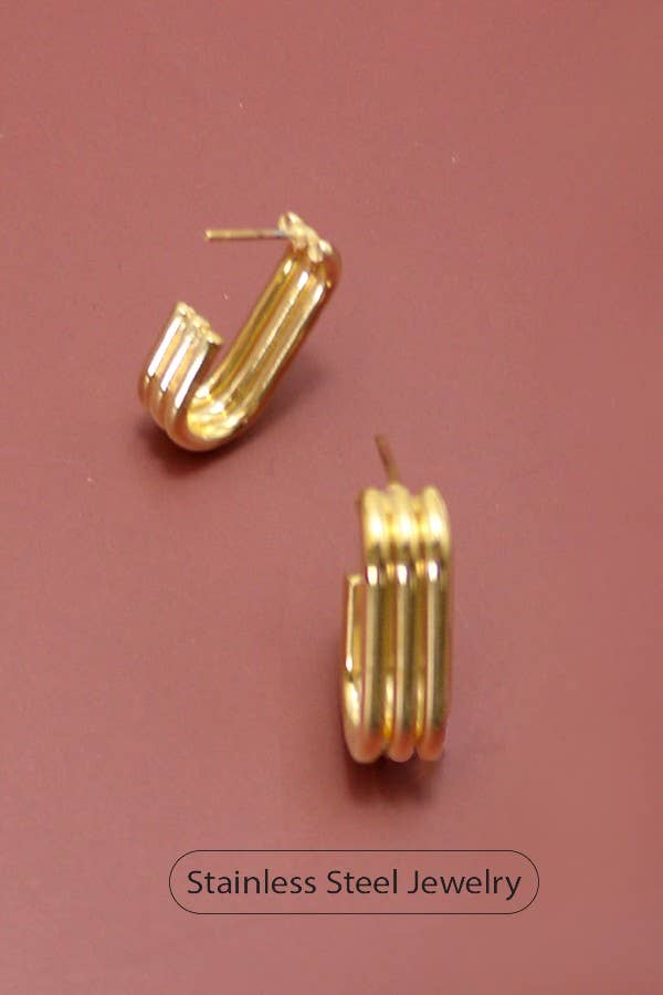 18K Gold Stainless Steel Huggie Hoops