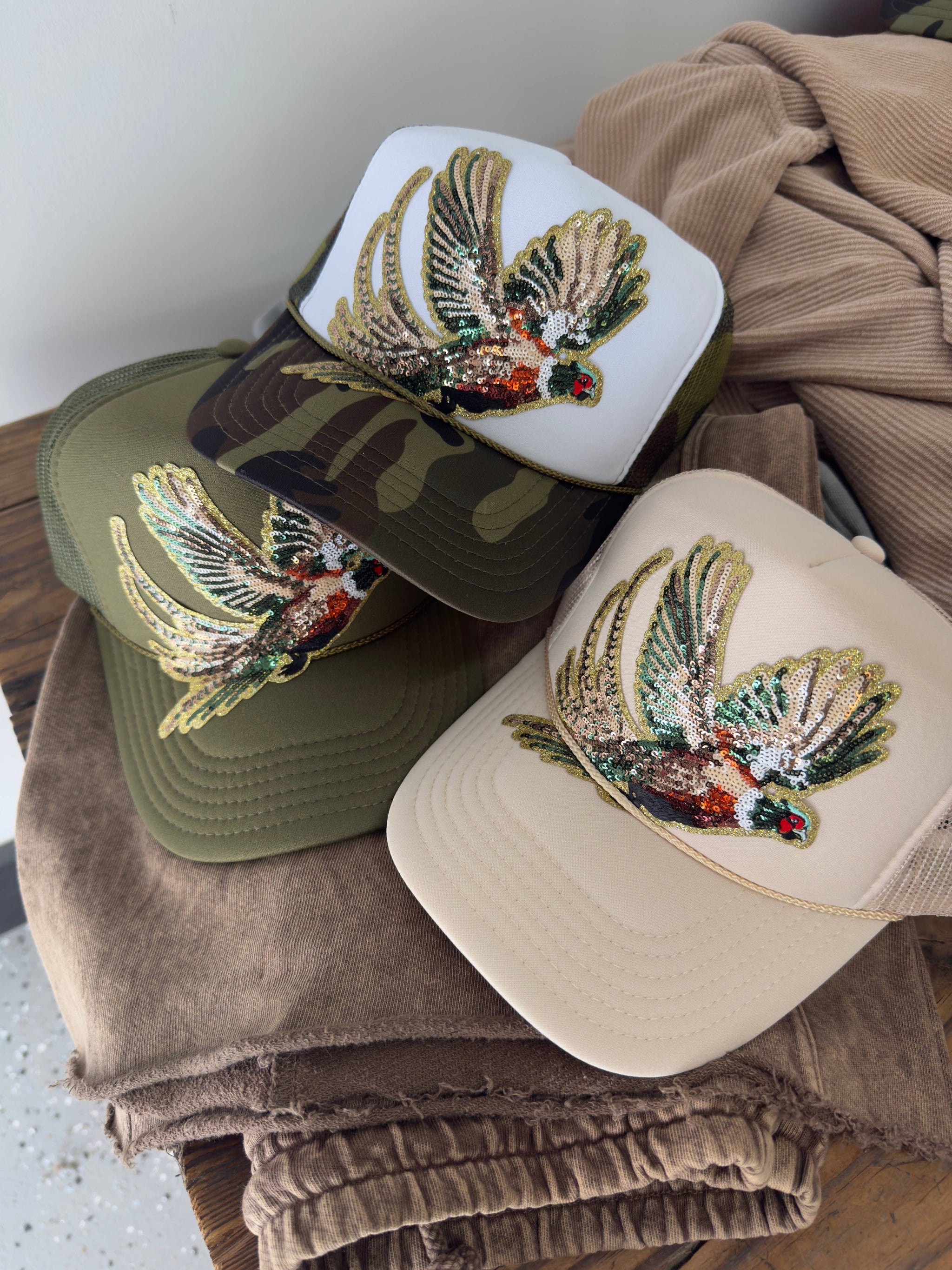 Sequin Pheasant Trucker Hat