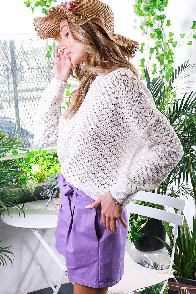 Round Neck Crochet Sweater