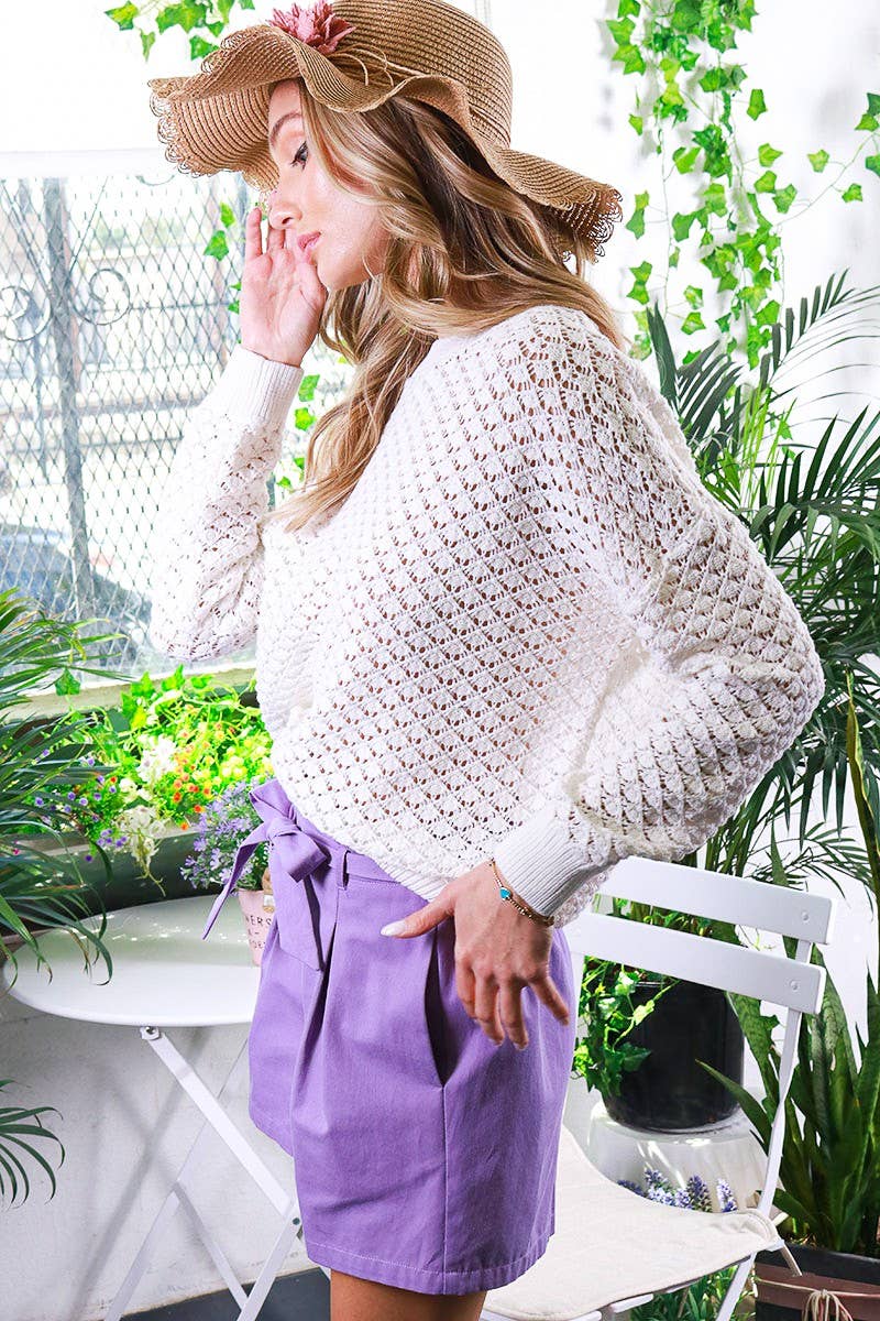 Round Neck Crochet Sweater