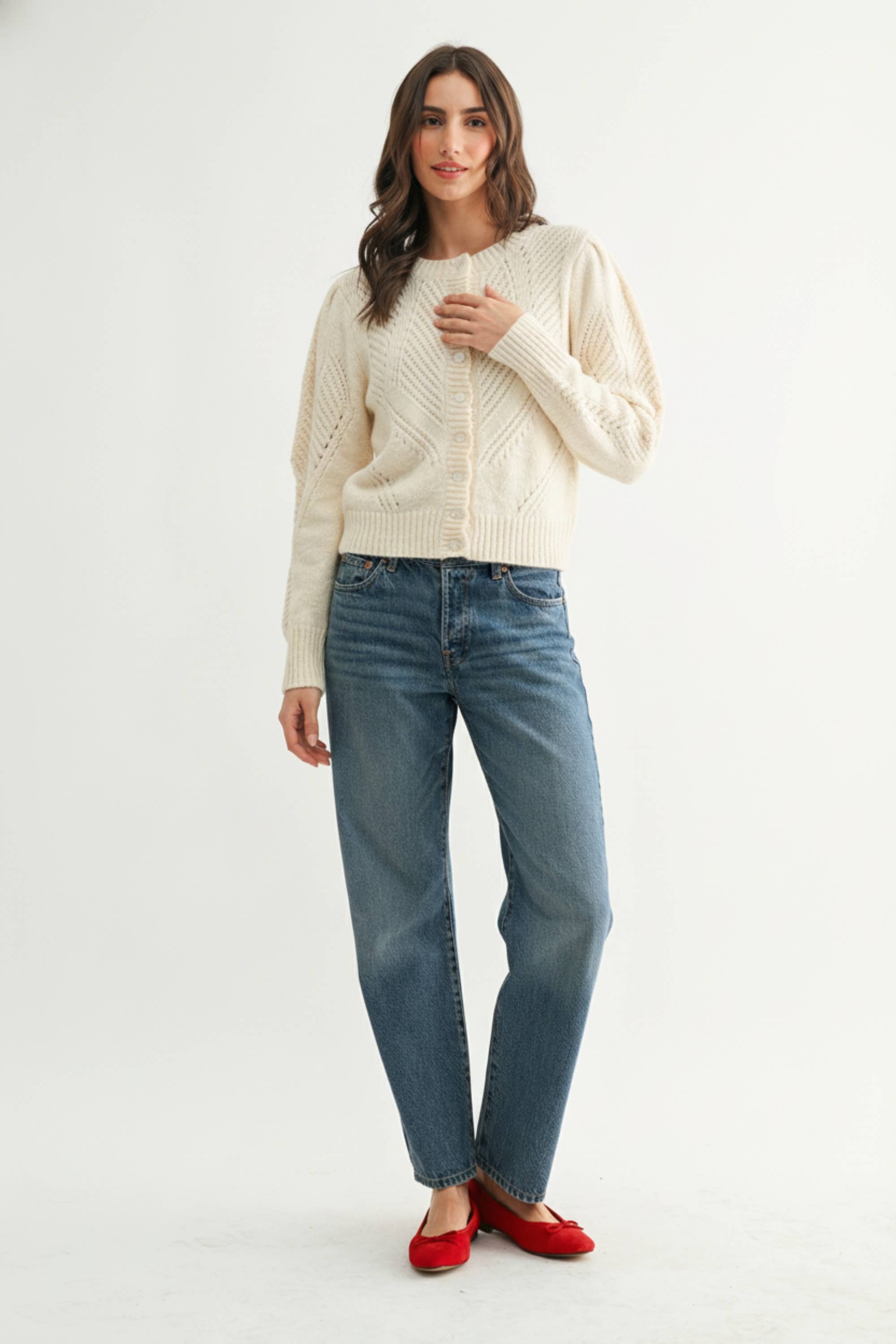 Cable Knit Button-Up Cardigan