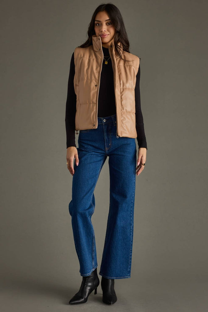 Tan Faux Leather Vest