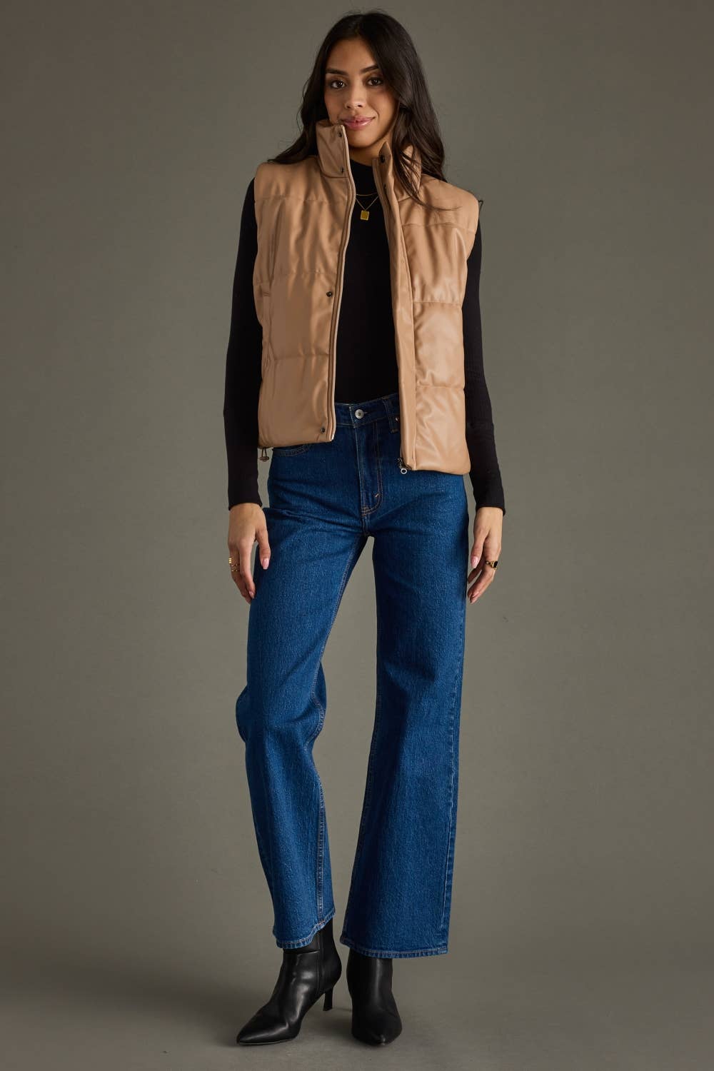 Tan Faux Leather Vest