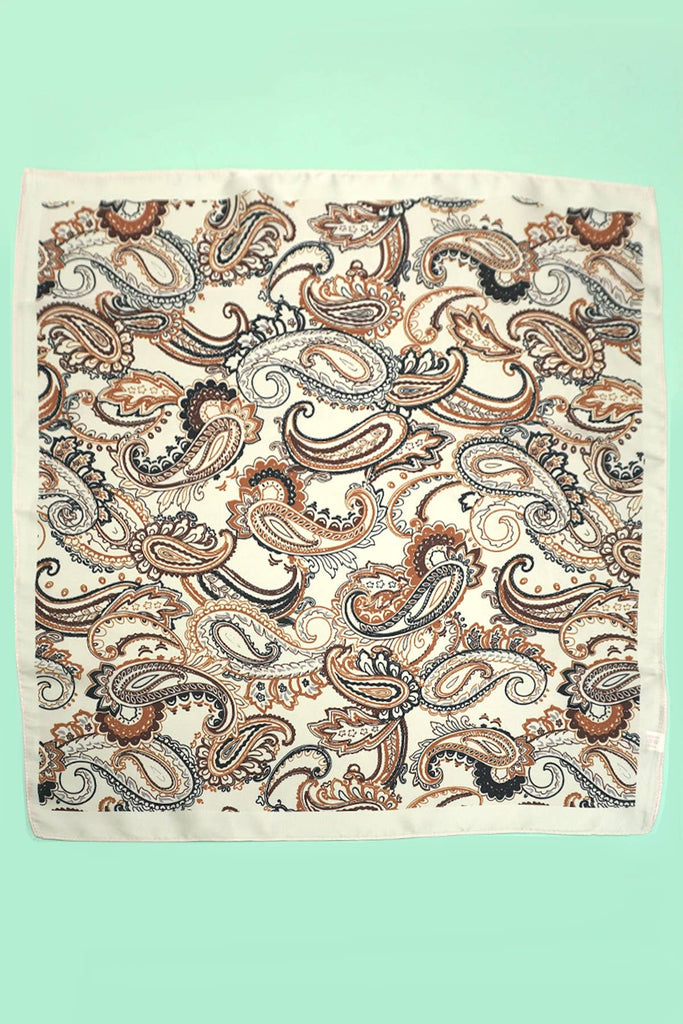 Paisley Print Faux Silk Bandana Scarf
