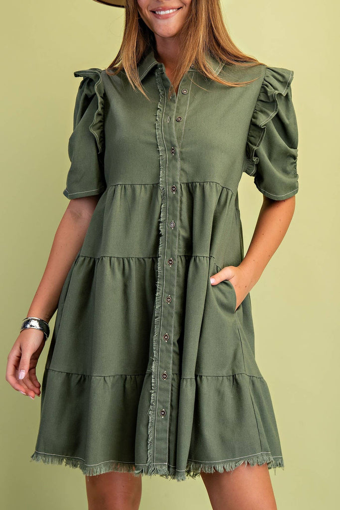 Linen Button-Up Shirt Dress