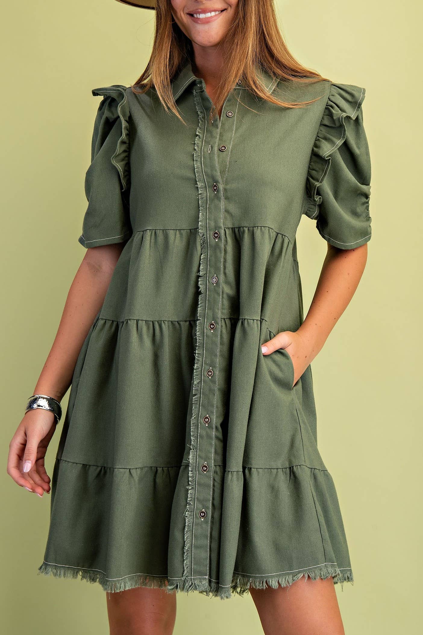 Linen Button-Up Shirt Dress