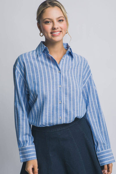 Oversized Button-Down Stripe Shirt