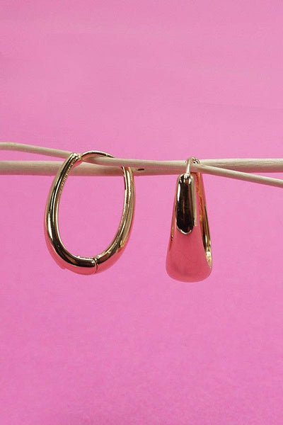 Gold Oval Chunky Hoop Earrings