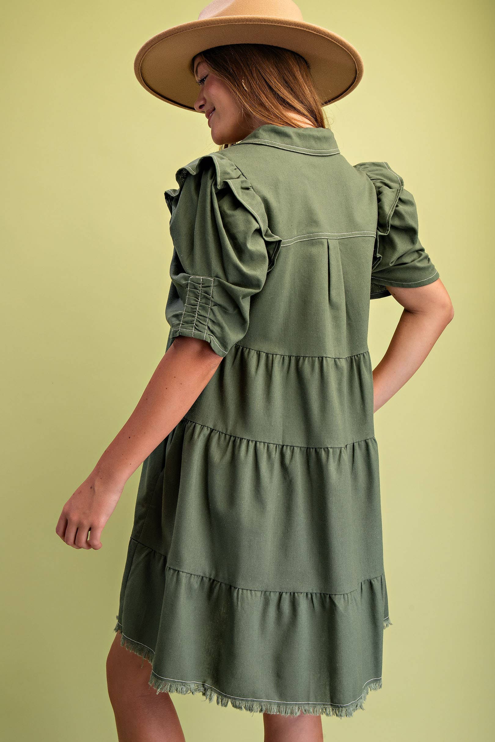 Linen Button-Up Shirt Dress