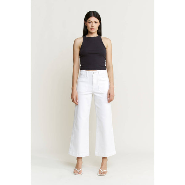 White High Rise Cropped Utility Jeans