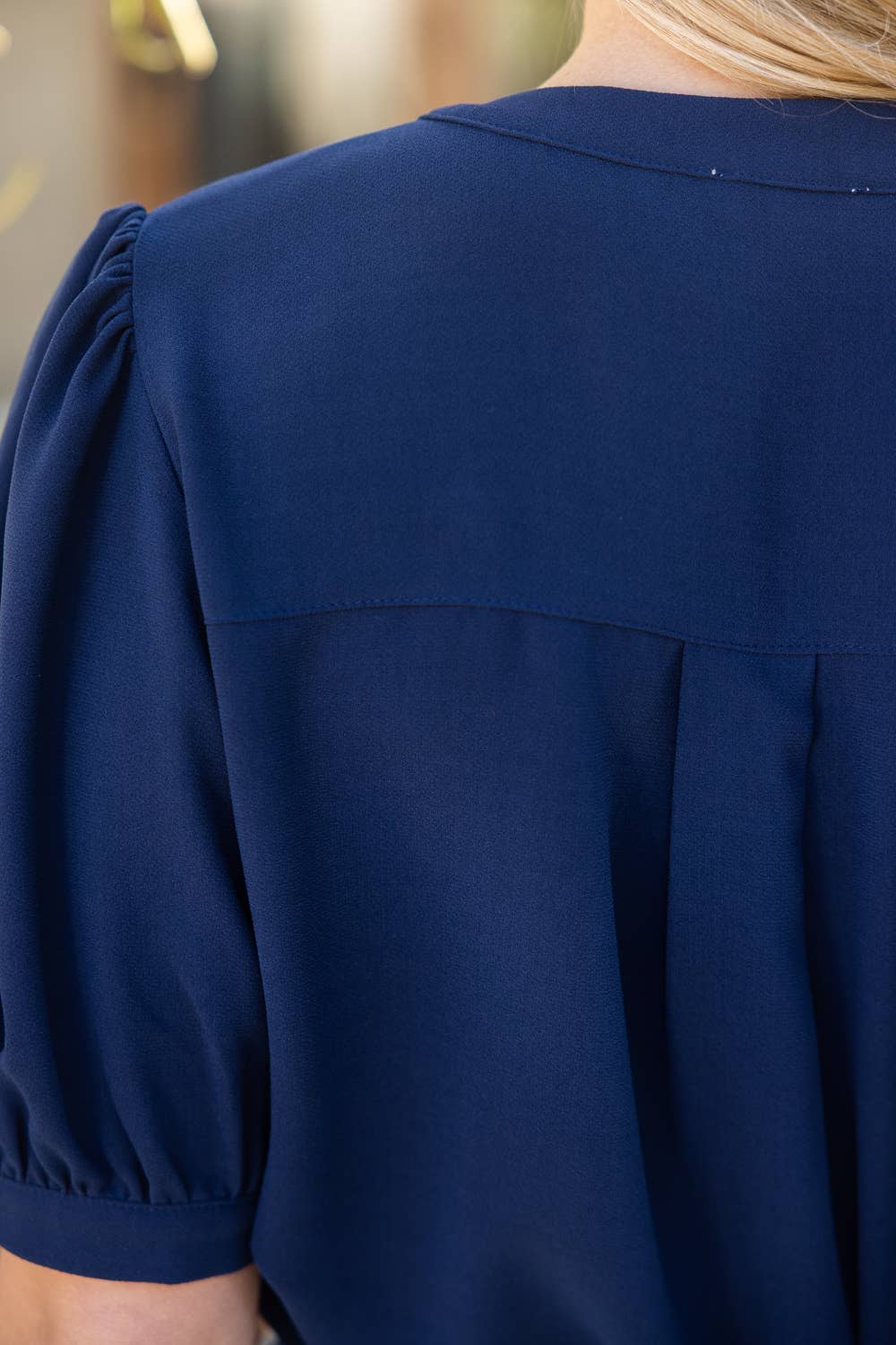 Button Down Puff Sleeve Blouse
