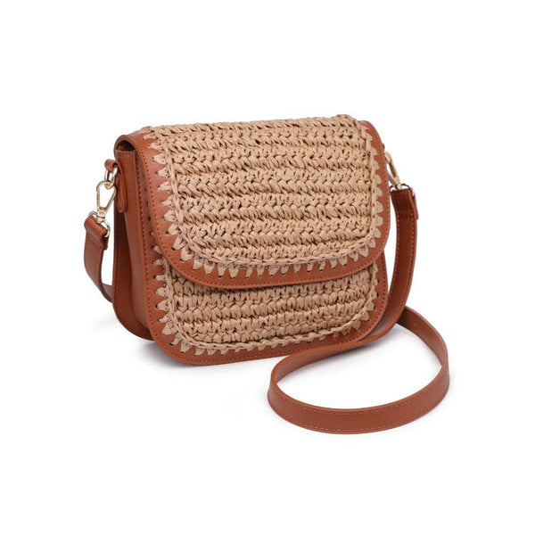 Tan Vegan Leather Straw Crossbody