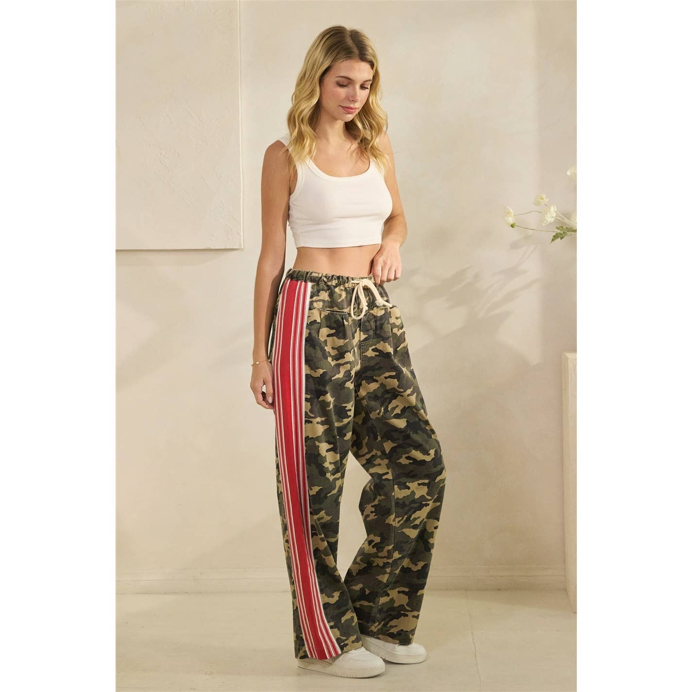 Camo Sport Striped Wide Leg Lounge Pants