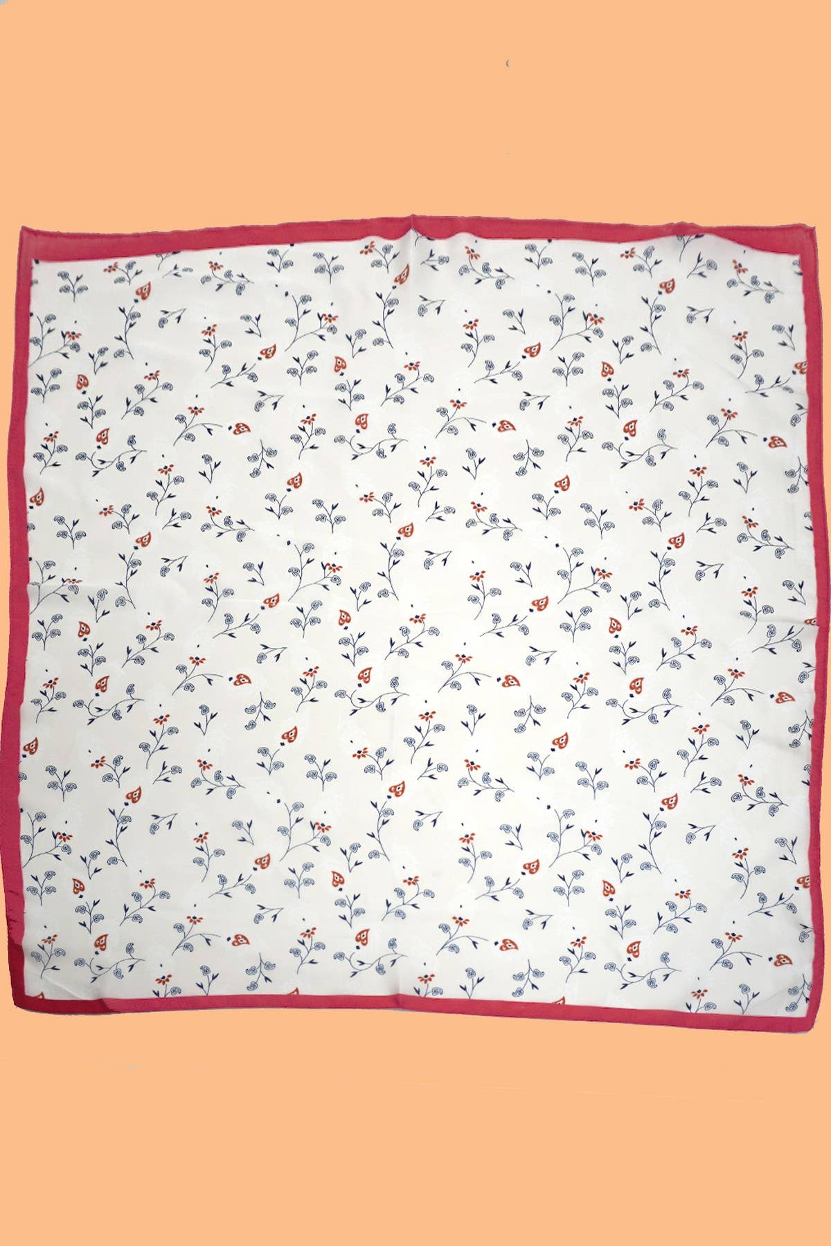 Flower Print Faux Silk Bandana Scarf