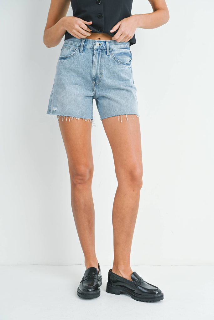 Just Black Denim Light Wash Longer Length Short