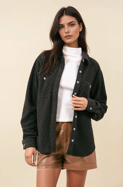 Charcoal Textured Button Down Shirt