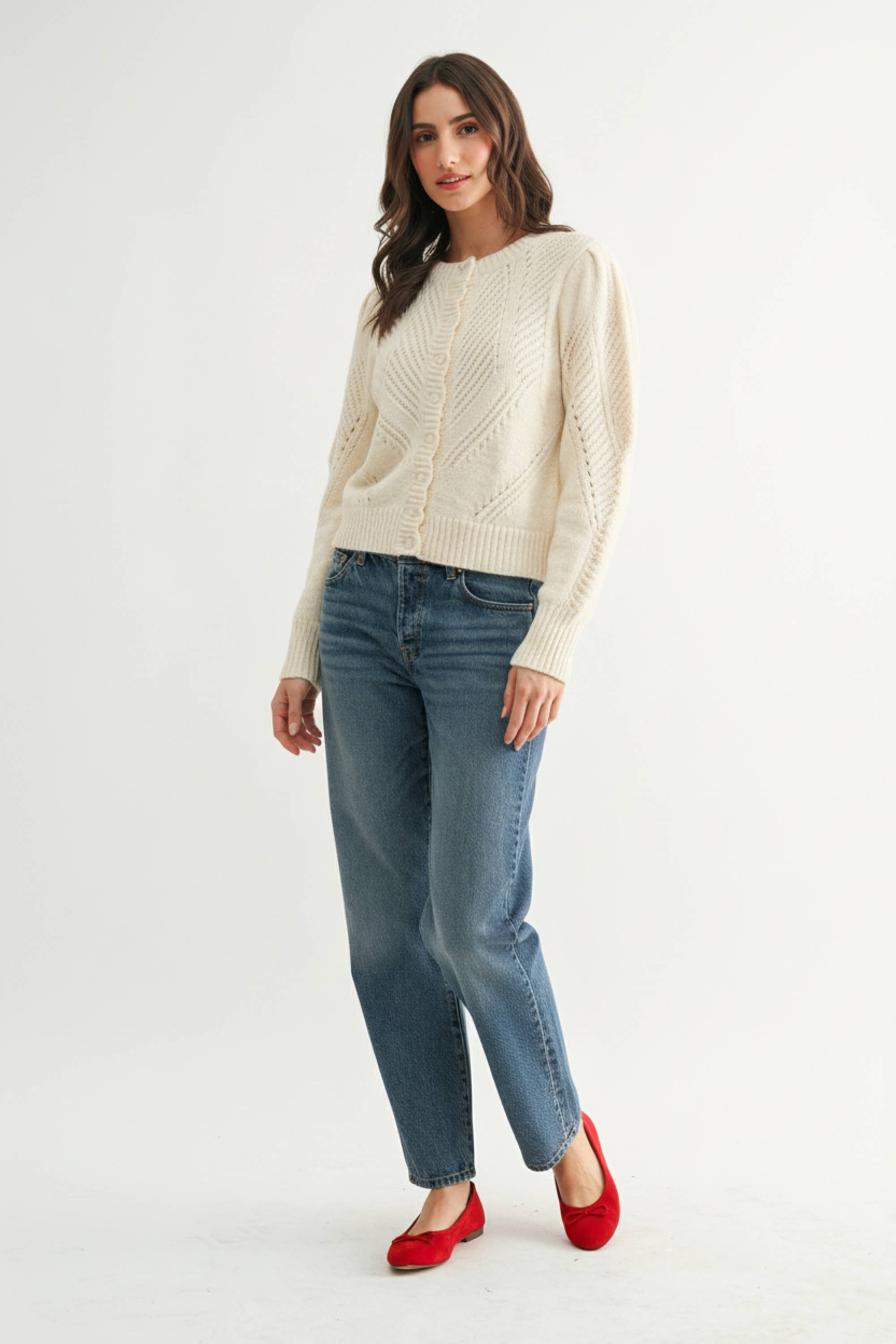 Cable Knit Button-Up Cardigan