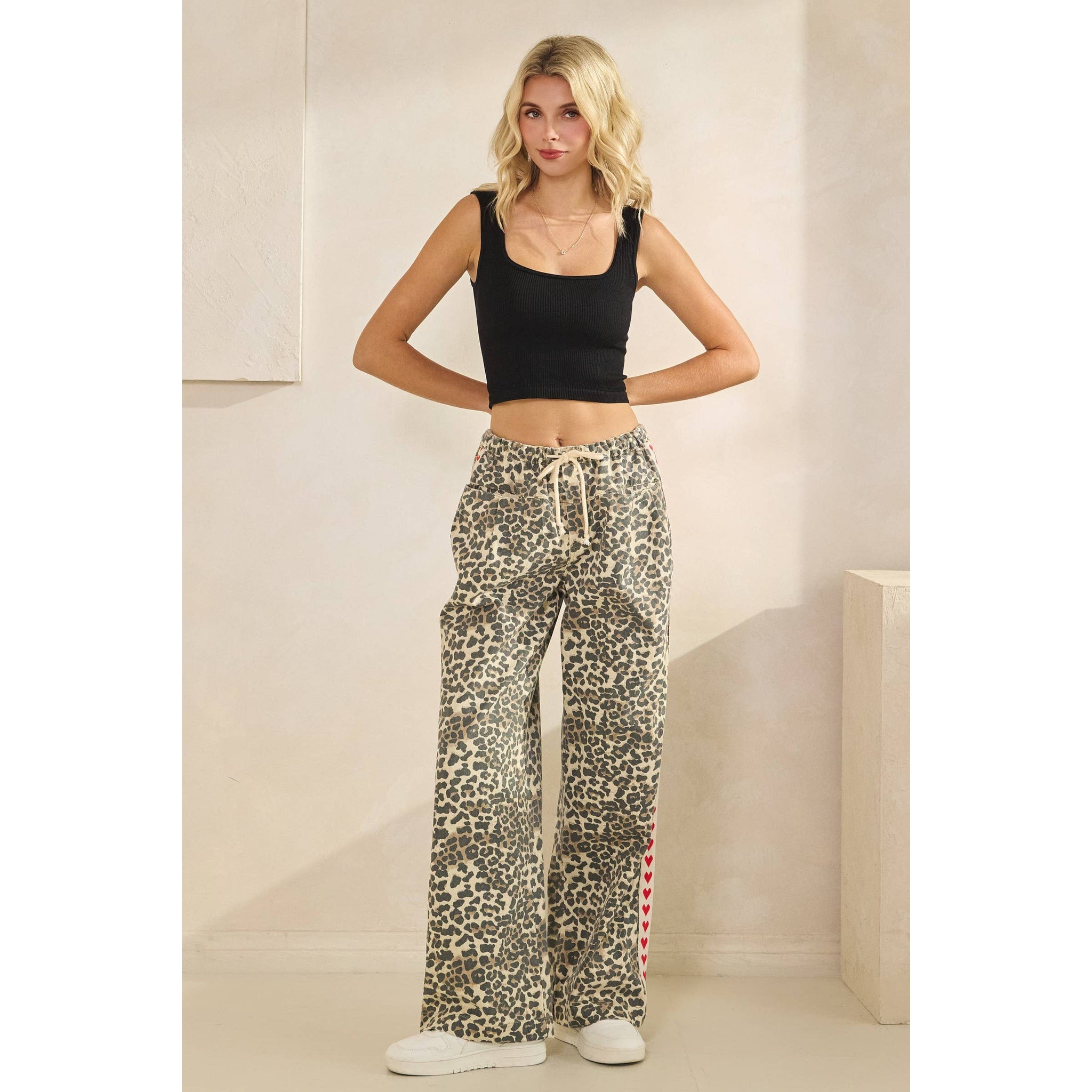 Leopard Striped Wide-Leg Pants