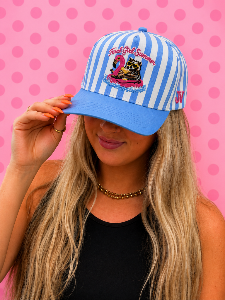 Blue Feral Girl Summer Striped Cap