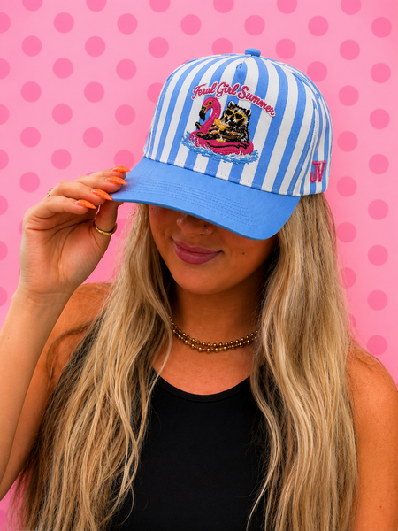 Blue Feral Girl Summer Striped Cap