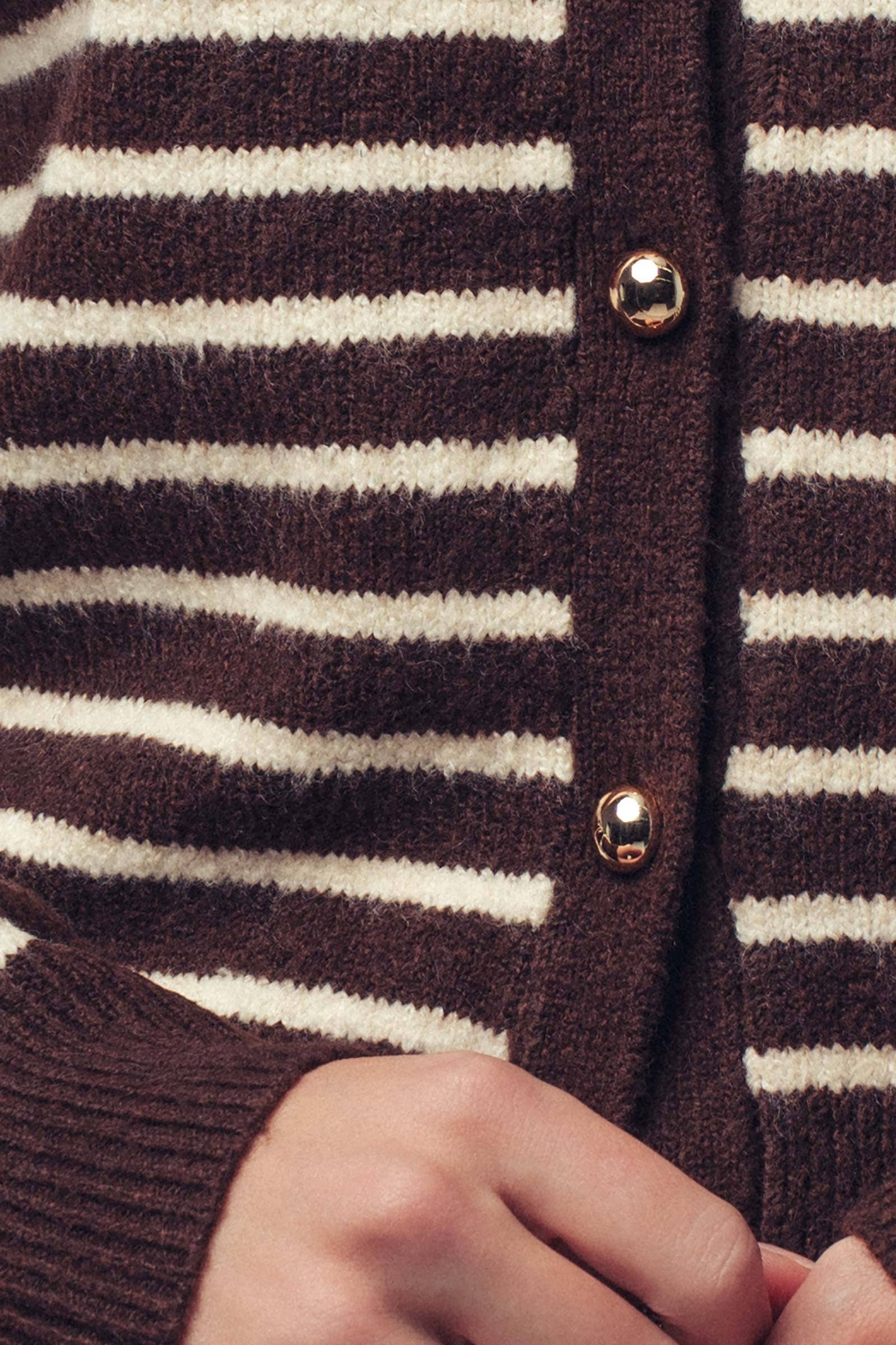 Parisian Striped Gold Button Cardigan