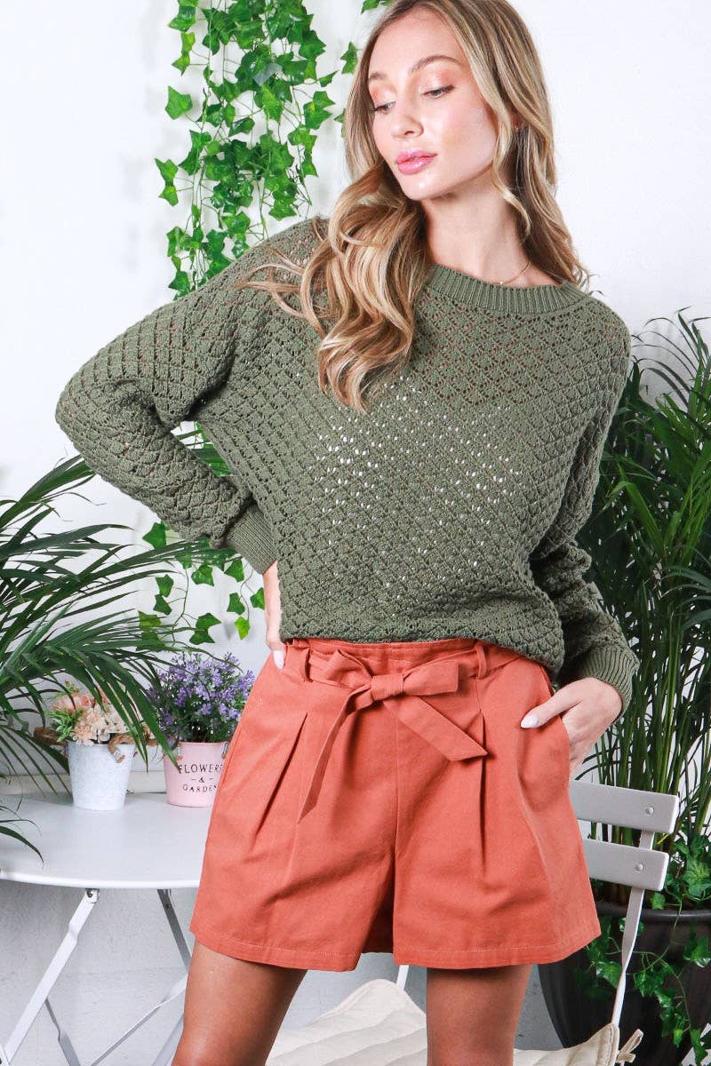 Round Neck Crochet Sweater