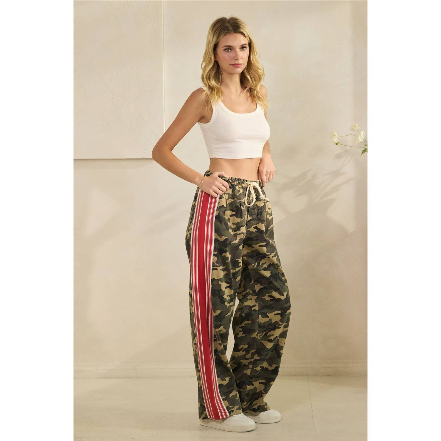 Camo Sport Striped Wide Leg Lounge Pants