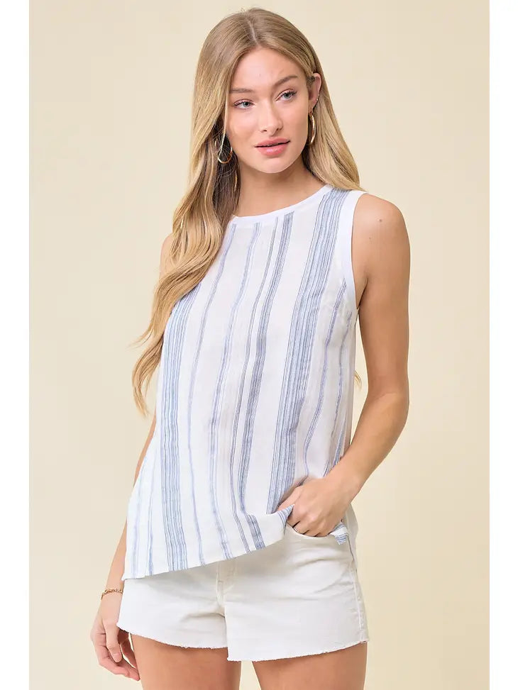Doe & Rae Mixed Media Stripe Tank Top