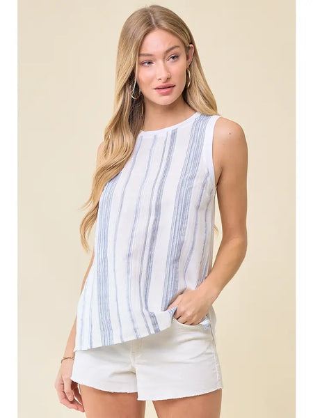 Doe & Rae Mixed Media Stripe Tank Top