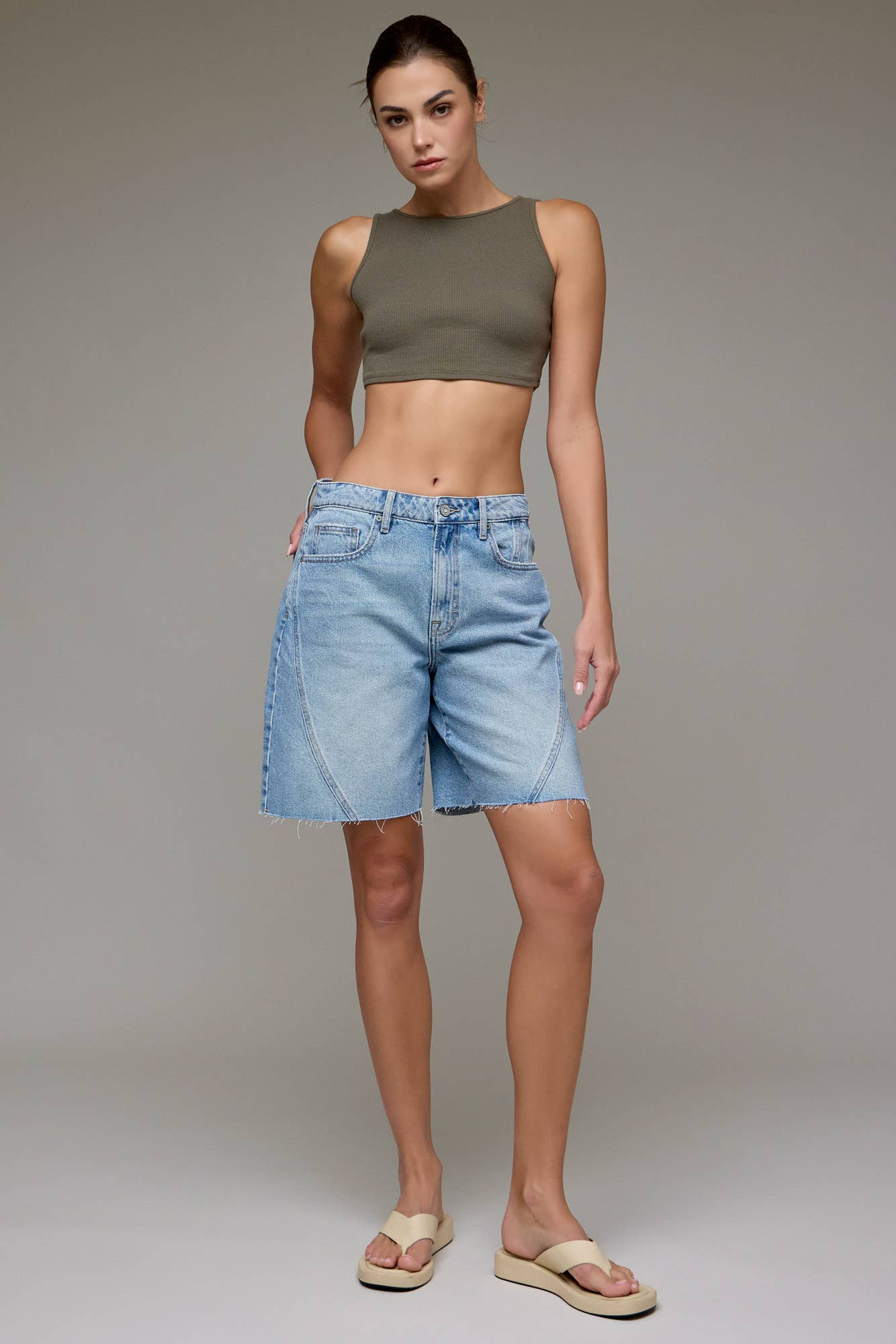 Medium Wash 8" Inseam Baggy Shorts