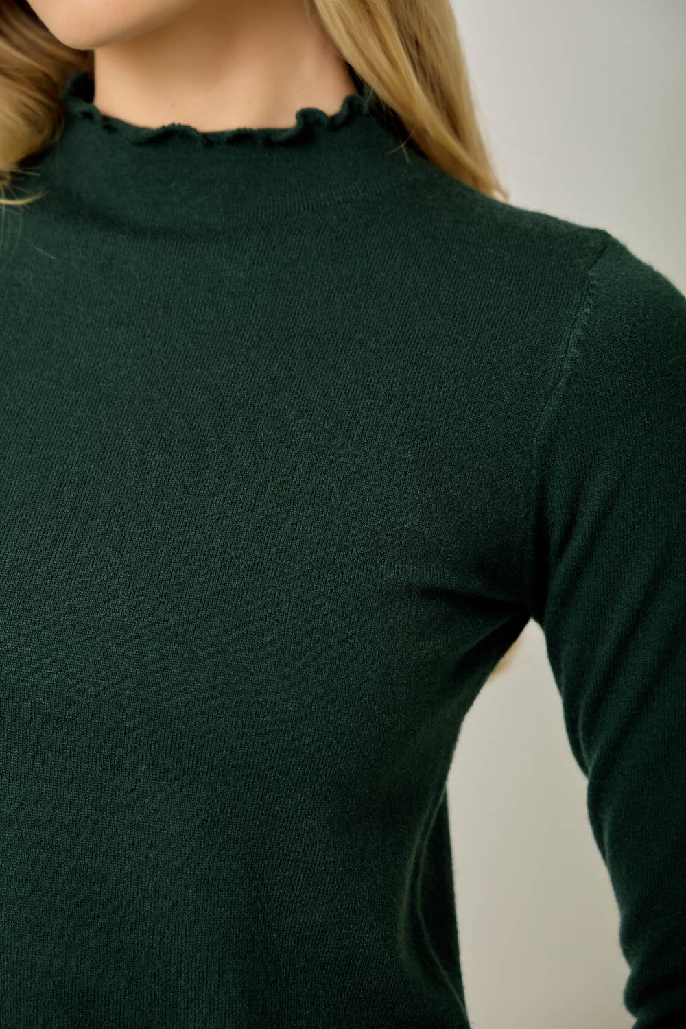 Lettuce Edge Mock Neck Sweater Top