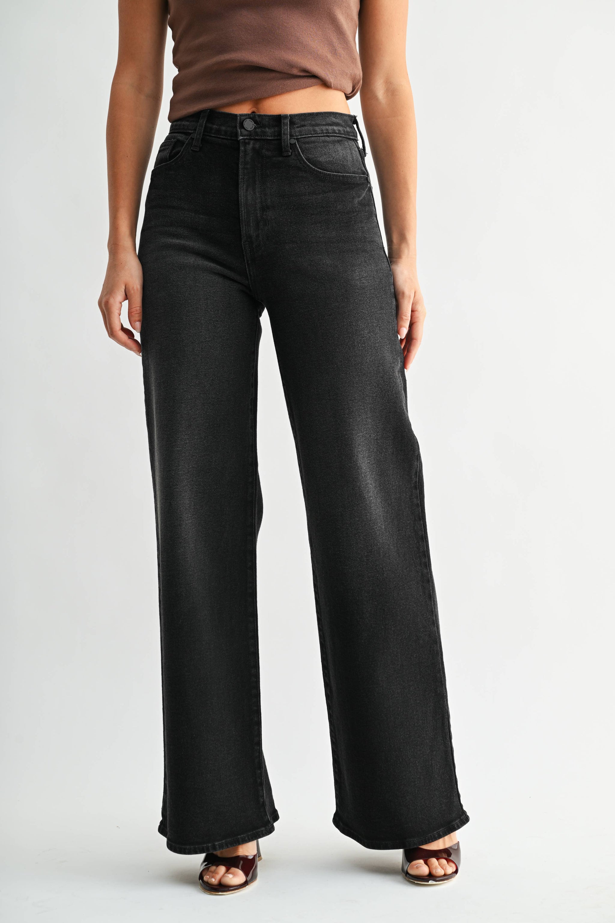 Washed Black Palazzo Jeans
