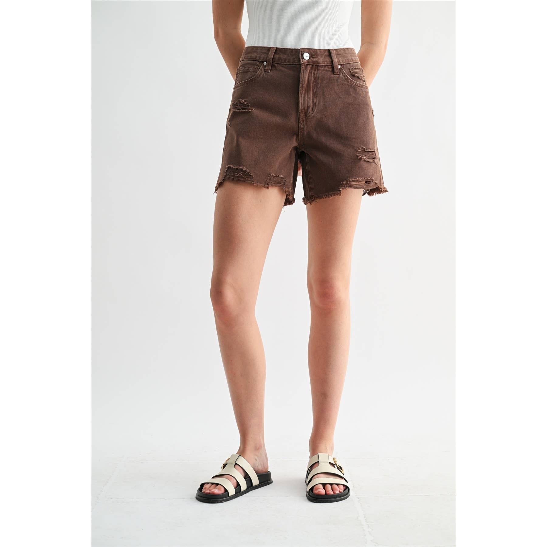 Rigid Boyfriend Midi Shorts – Dark Espresso