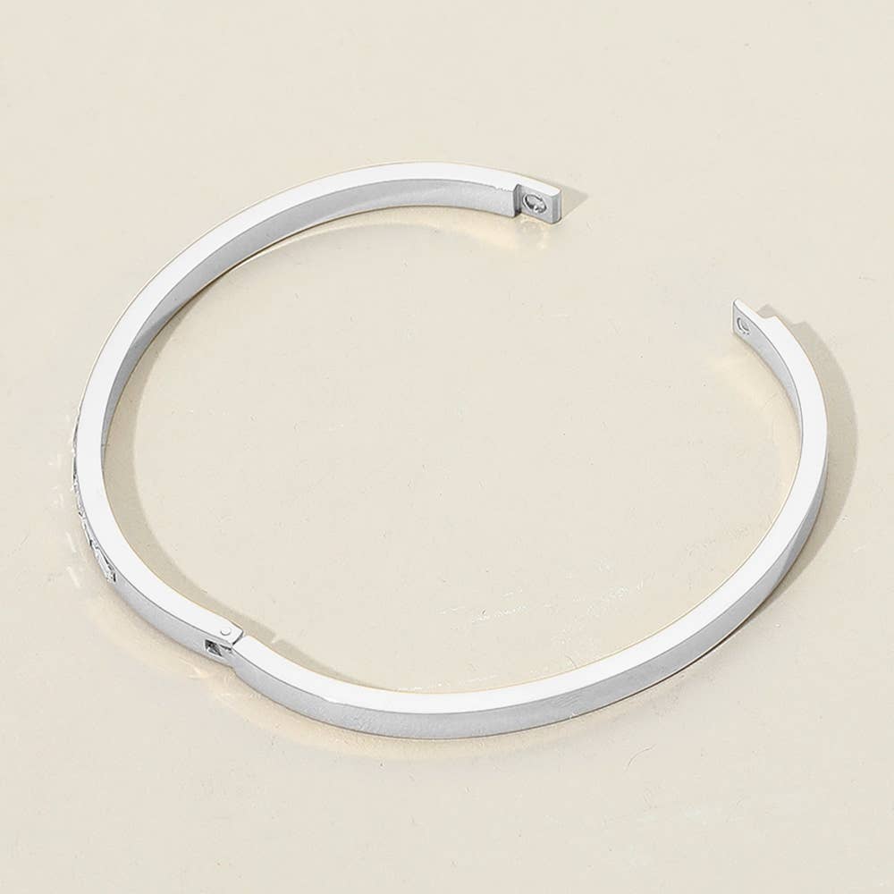 Baguette Stone Hinged Bangle Bracelet