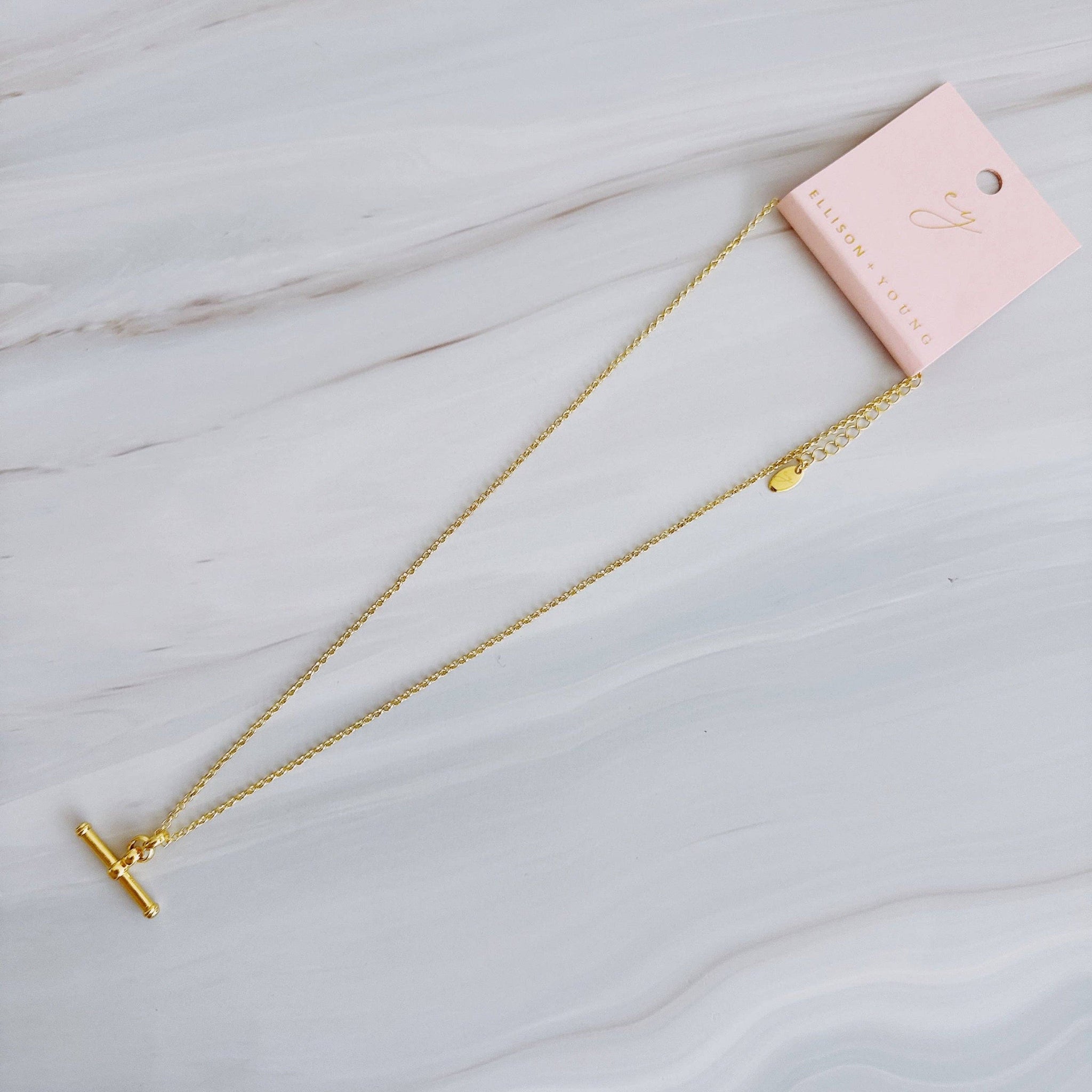 Golden T-Bar Chain Necklace