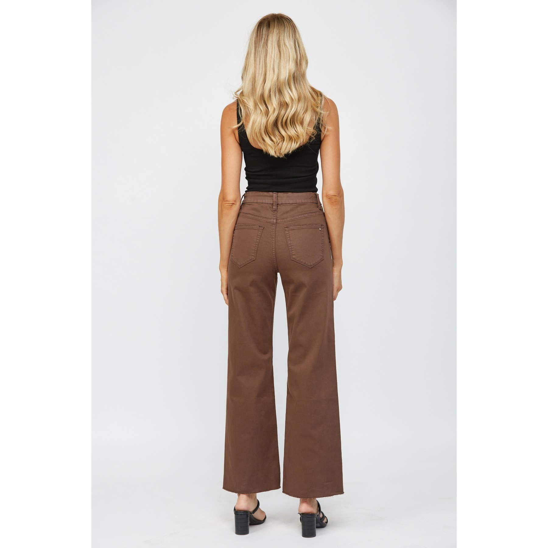 Brown Stretch Super Hight Rise Wide Leg Jeans