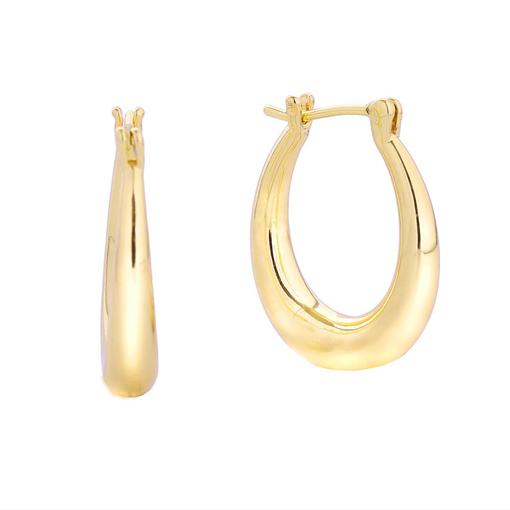 Small Oval Pin Catch Hoop Earrings