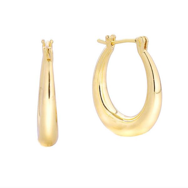 Small Oval Pin Catch Hoop Earrings