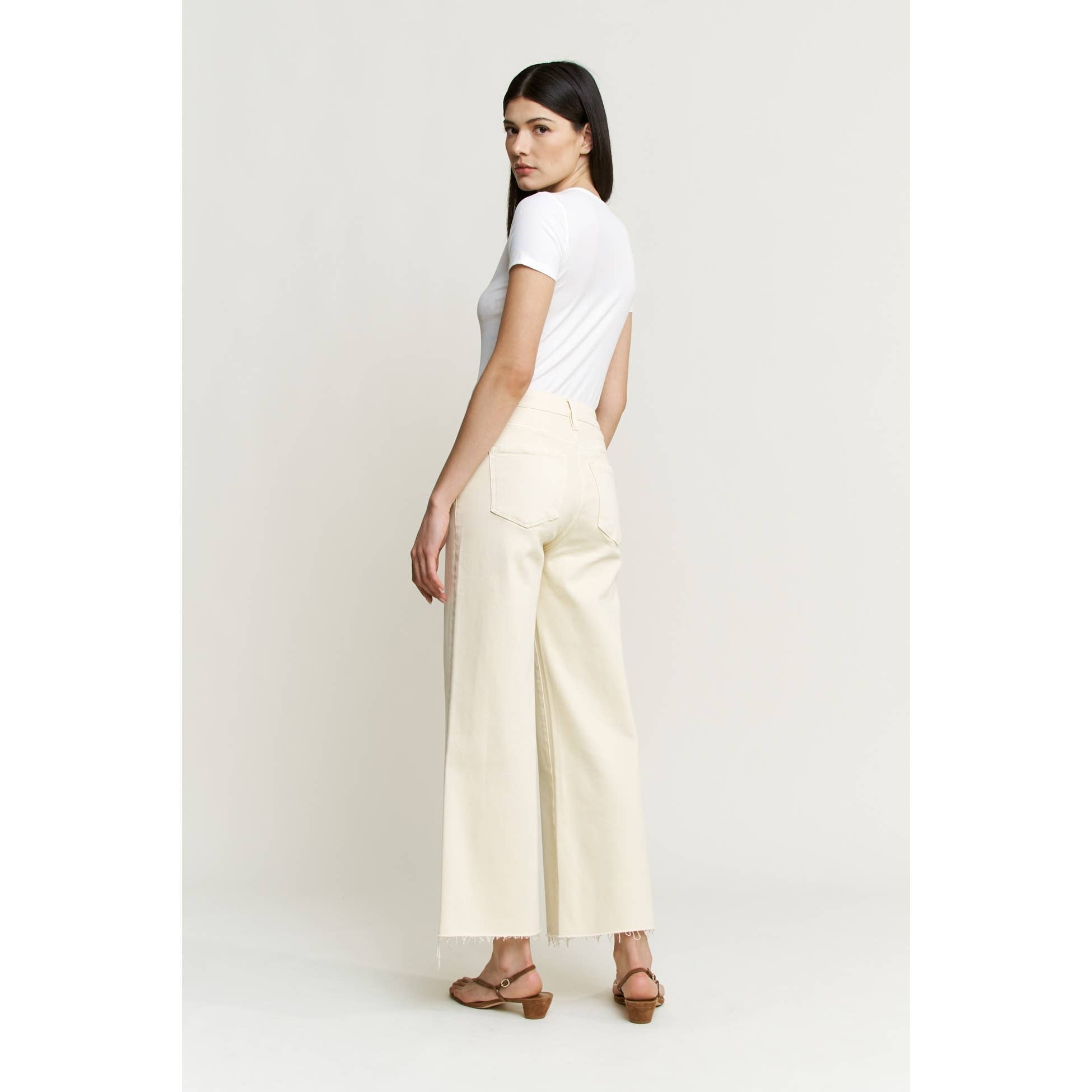 Sandwisp High Wide Crop RawHem Jeans