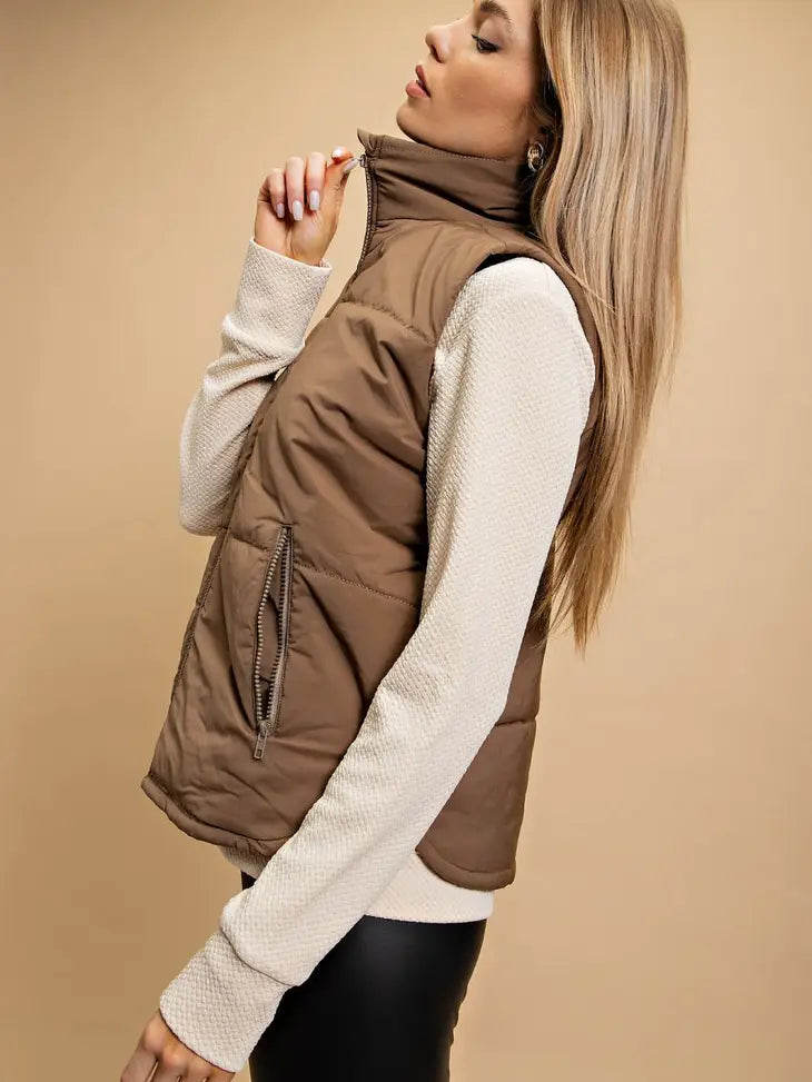 Olive & Leaf Mocha Waterproof Puff Vest